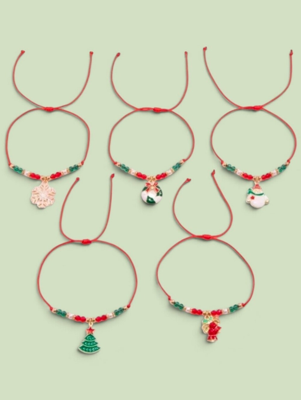 Christmas Theme Red Charm Bracelet